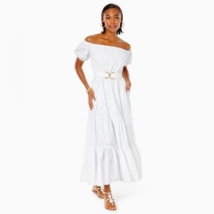Lilly Pulitzer Nessa White Off the Shoulder Maxi Dress